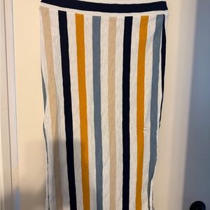 Lou & Grey Vertical Striped Maxi Skirt in Navy, Mustard & Light Gray